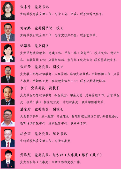 黔南民族幼儿师范高等专科学校(中专部)班子成员