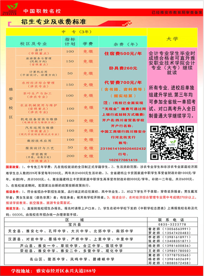 2017年四川省贸易学校招生简章