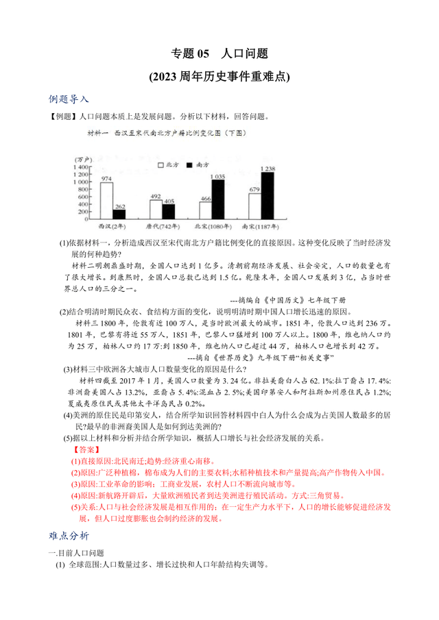 2024年中考历史重难点专项训练（含答案）