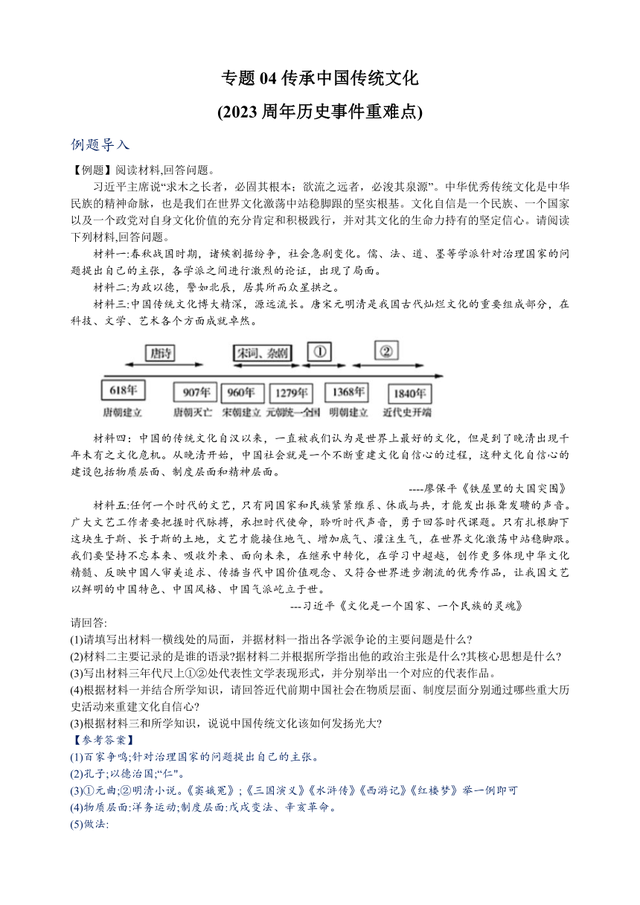 2024年中考历史重难点专项训练（含答案）