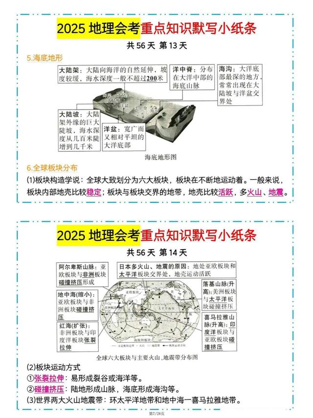 2025中考地理重点知识笔记汇总（56天计划）