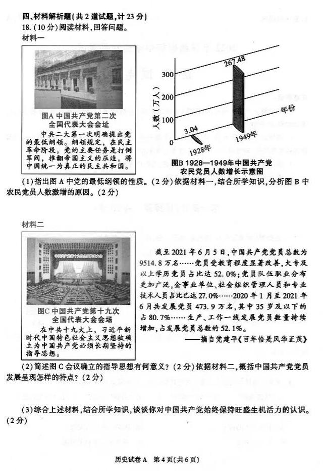 2022年陕西省中考历史真题及答案