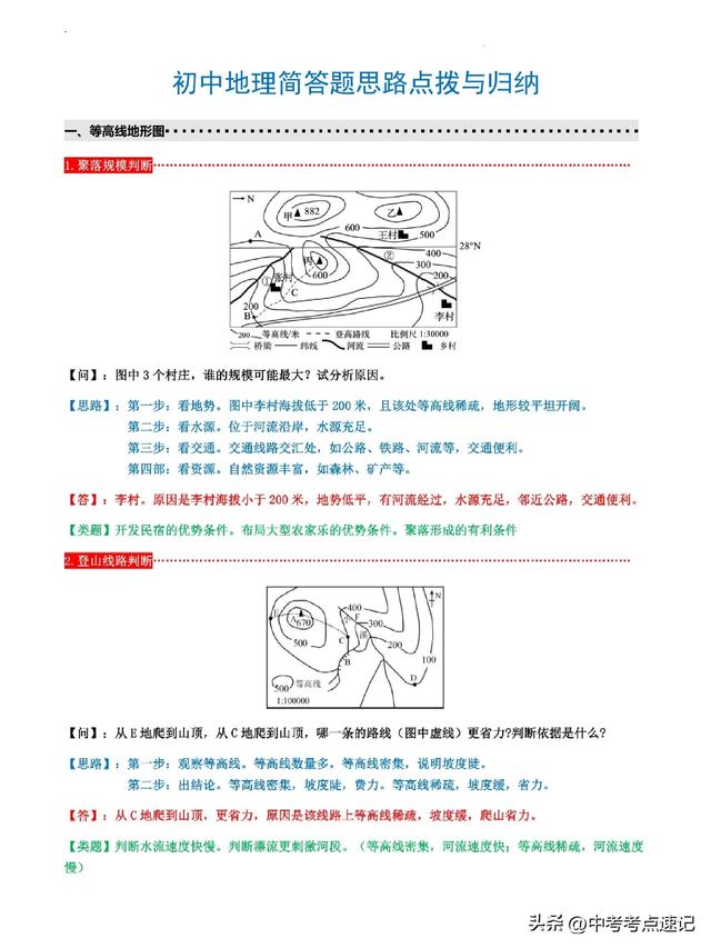 2025︳中考地理简答题思路归纳（上）
