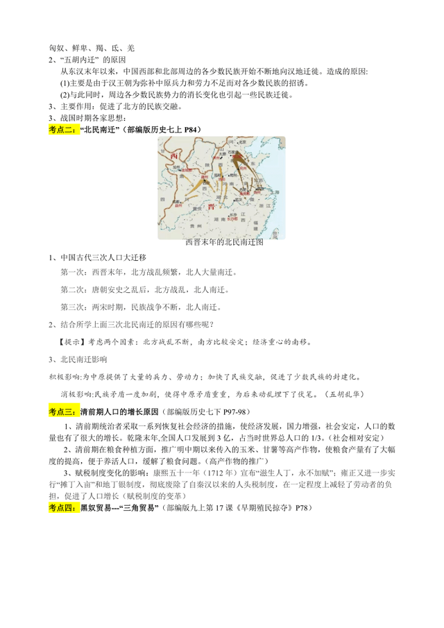 2024年中考历史重难点专项训练（含答案）